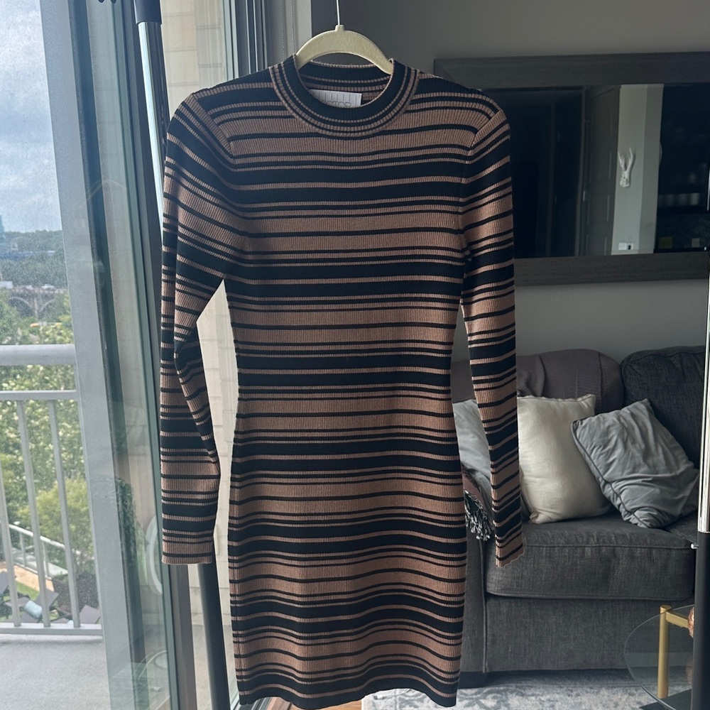 Victor Glemaud Brown and Black Ribbed Dress